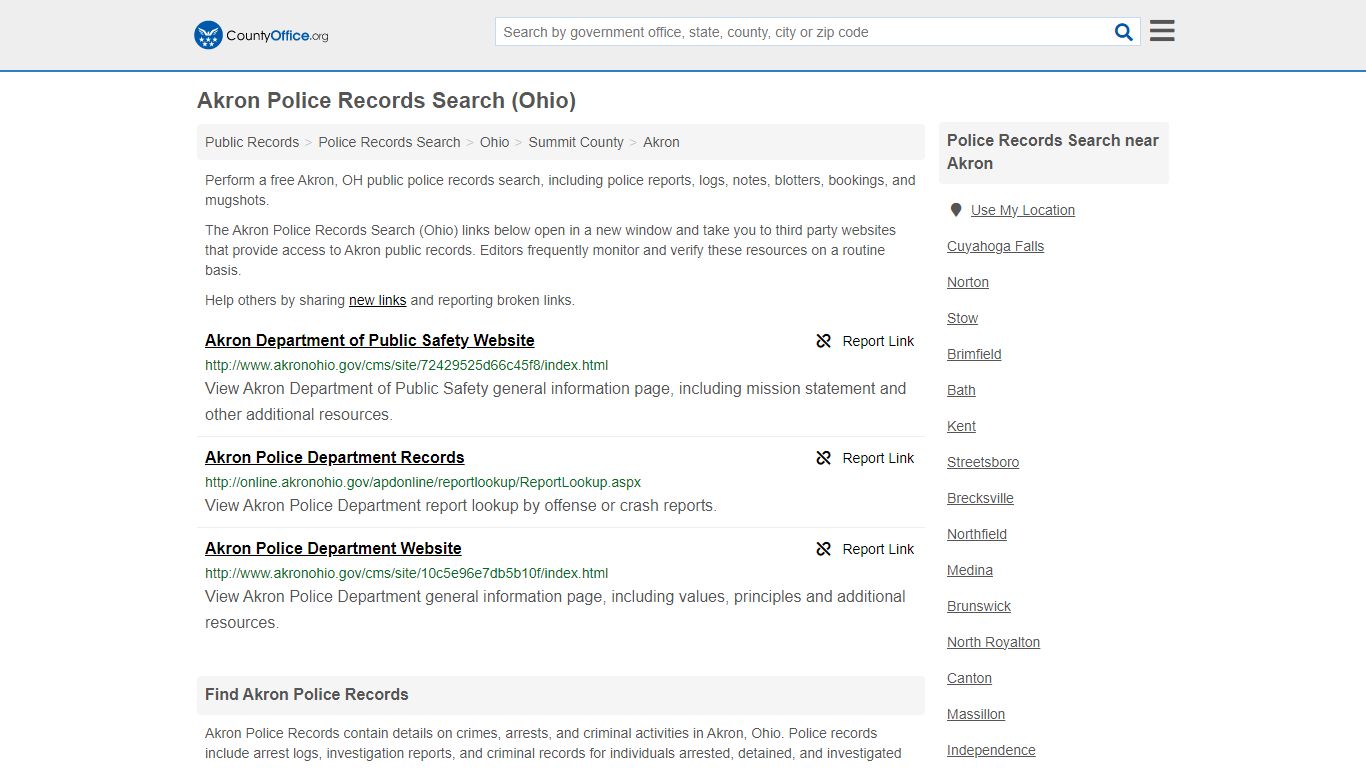 Police Records Search - Akron, OH (Accidents & Arrest Records)